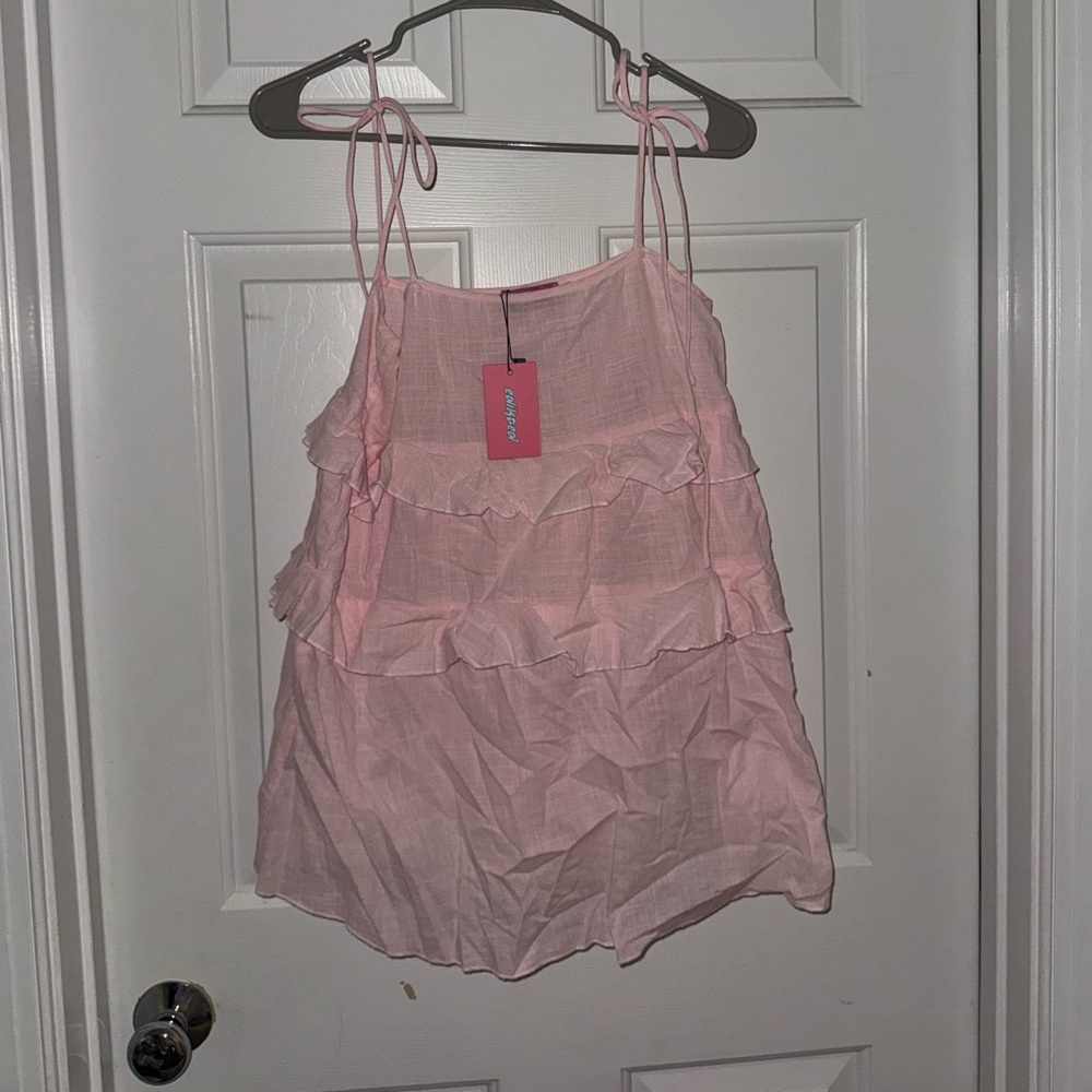 edikted light pink sheer flowy dress